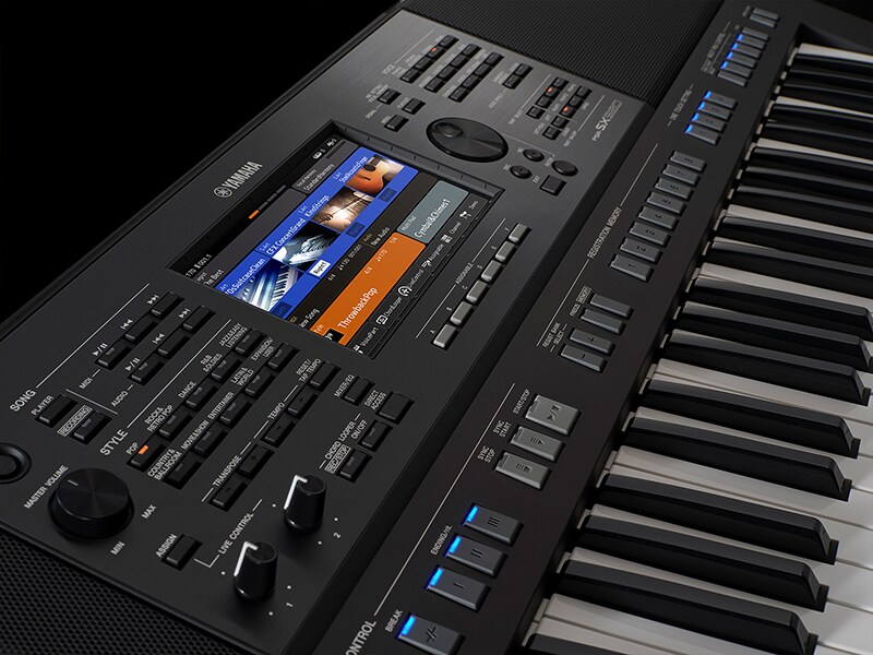 Photo of Yamaha Arranger Workstation PSR-SX720+ taken from diagonally above left