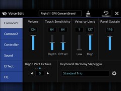 Yamaha Arranger Workstation PSR-SX920/720 Voice Edit screen