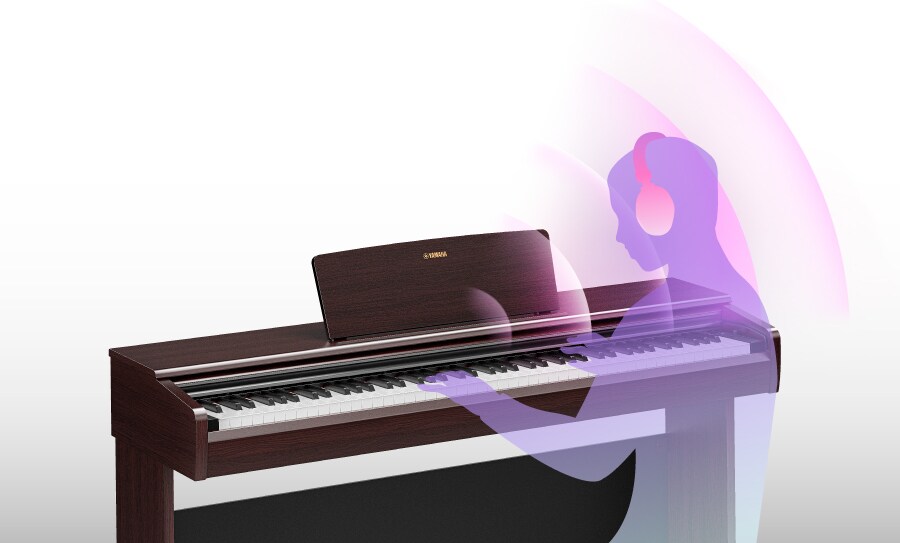 An image showing a function that simulates the natural spreading of sound when using headphones