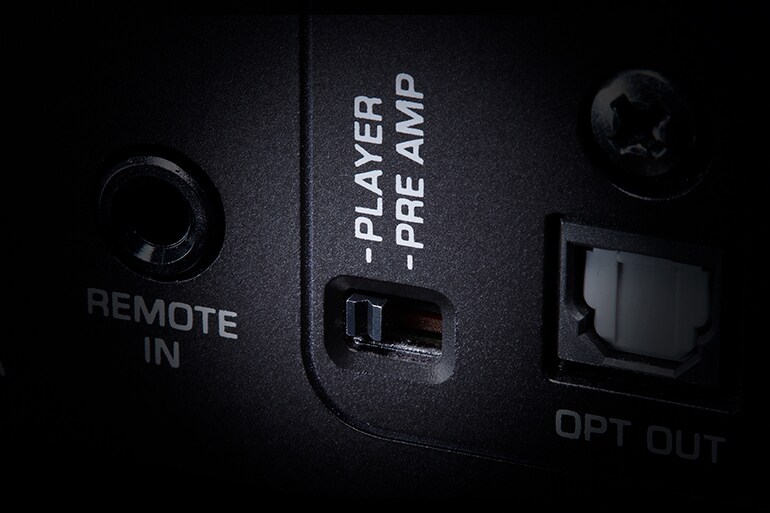 Player mode/Pre amp mode switch on the rear panel of the WXC-70A