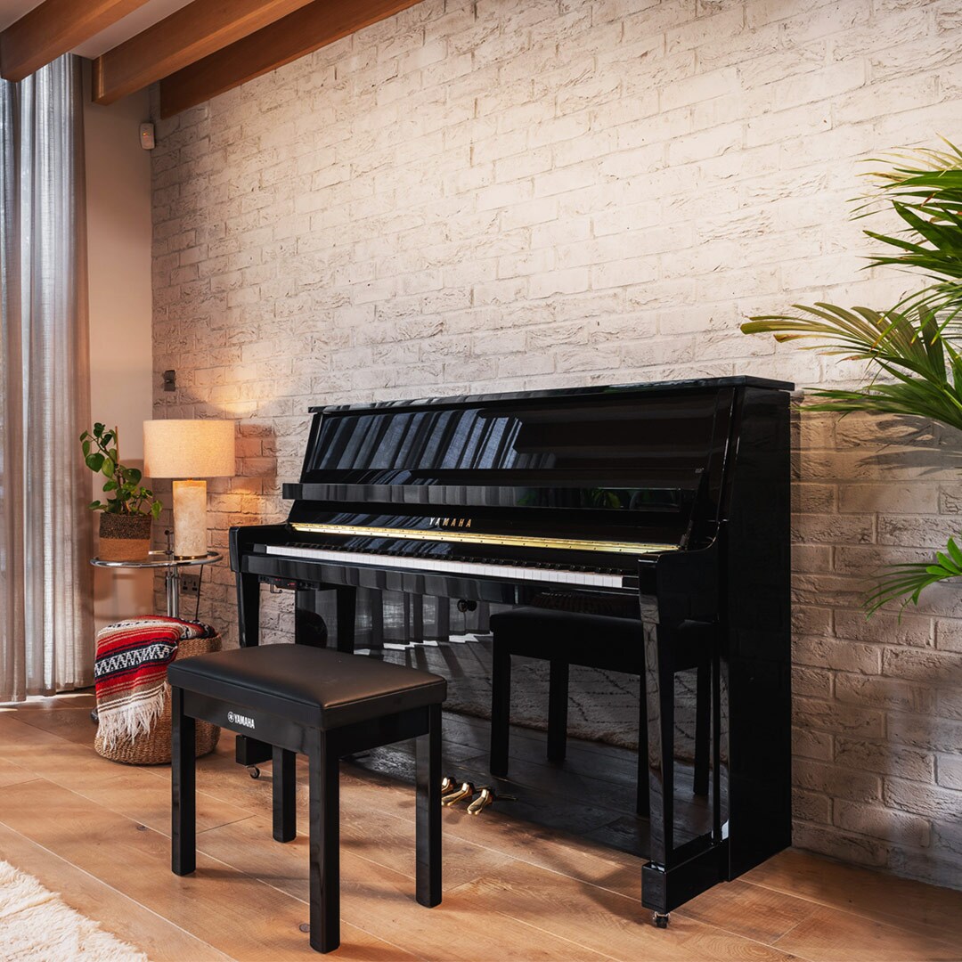 The B10 upright piano placed in the living room