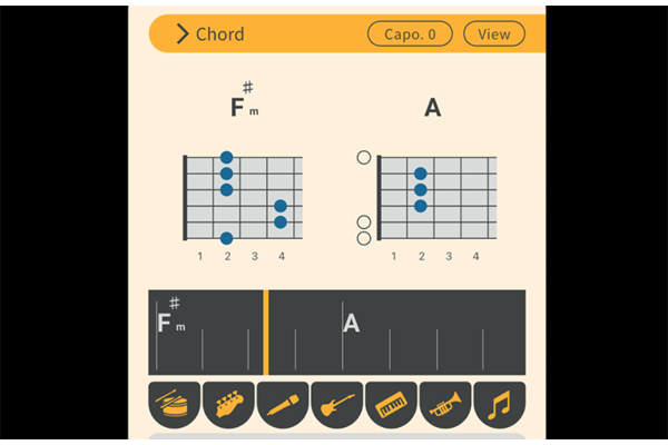 A screen capture from an automatic display of chord progressions generated using chord analysis